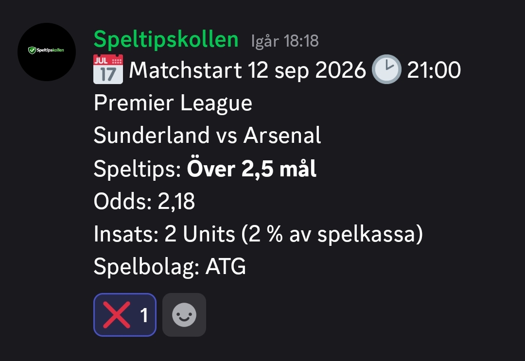 Speltips Sunderland vs Arsenal