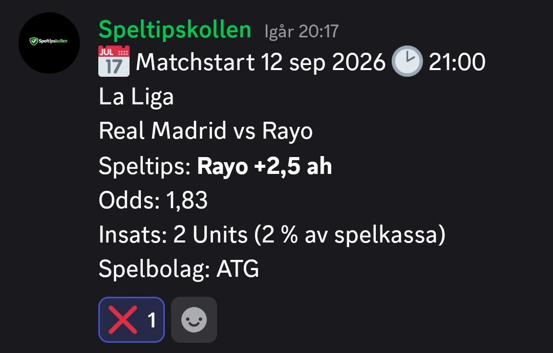 Speltips Real Madrid vs Rayo