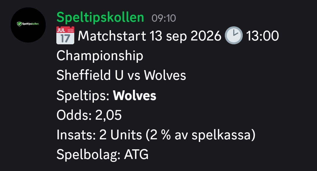 Speltips Sheffield U vs Wolves