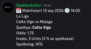 Speltips Celta Vigo vs Malaga