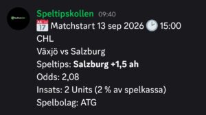 Speltips Växjö vs Salzburg