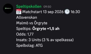 Speltips Malmö vs Örgryte