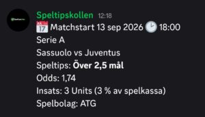 Speltips Sassuolo vs Juventus