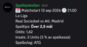 Speltips Real Sociedad vs Atl. Madrid