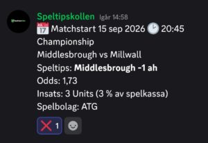 Speltips Middlesbrough vs Millwall