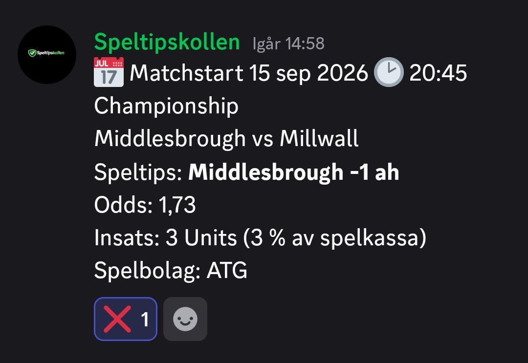 Speltips Middlesbrough vs Millwall