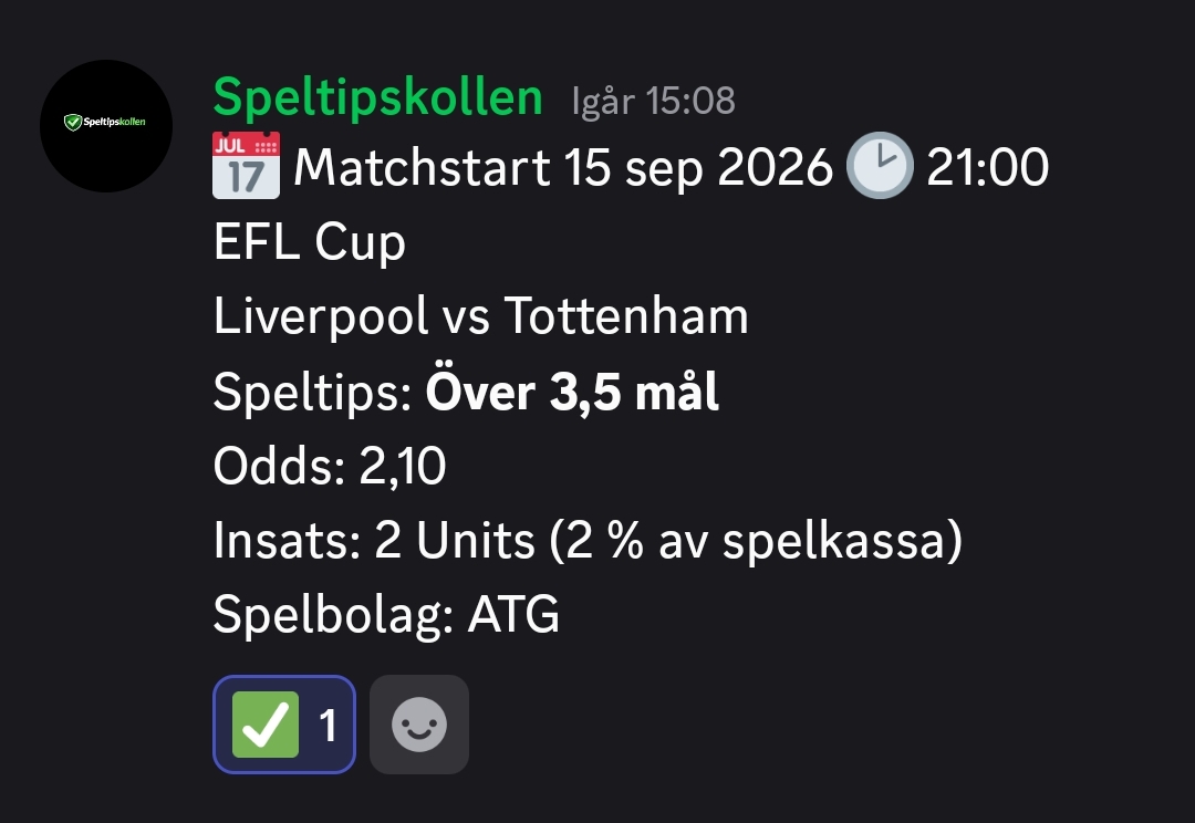Speltips Liverpool vs Tottenham