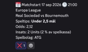 Speltips Real Sociedad vs Bournemouth