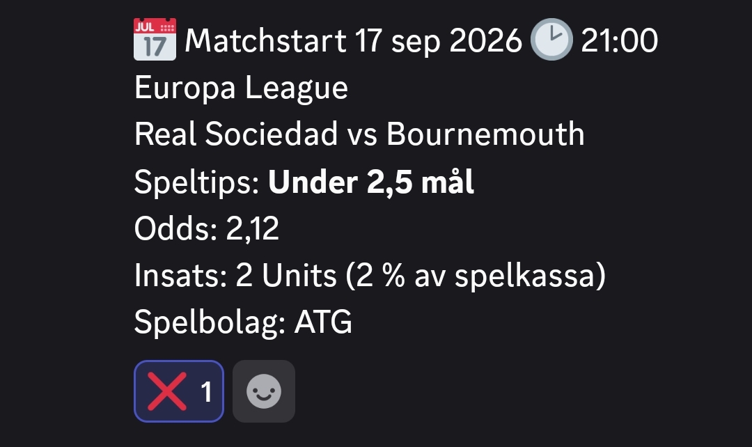 Speltips Real Sociedad vs Bournemouth