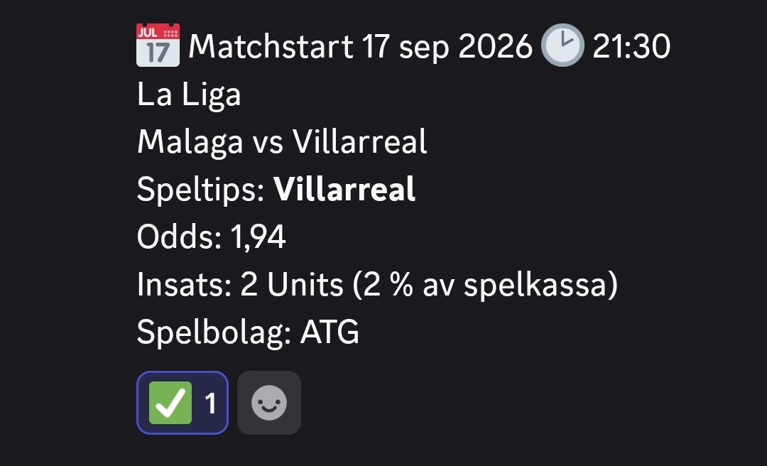 Speltips Malaga vs Villarreal